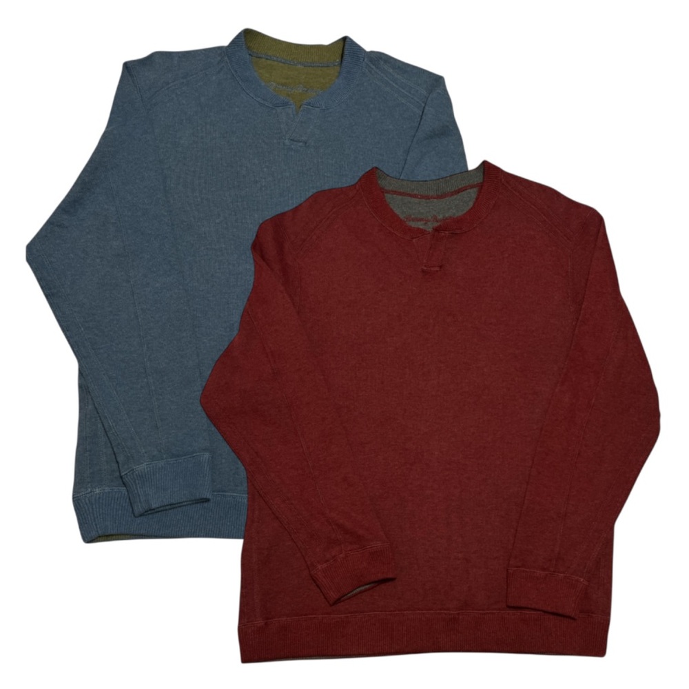 Men’s Tommy Bahama Bundle Reversible V-Neck Sweaters Blue & Burgundy Small